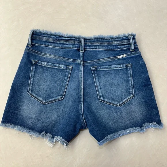 Maurices Blue High-Waisted Jean Shorts with Frayed Hem - Picture 2 of 6